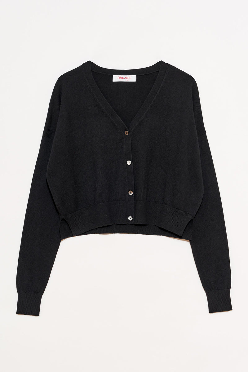 Cotton Cashmere Cropped Cardigan