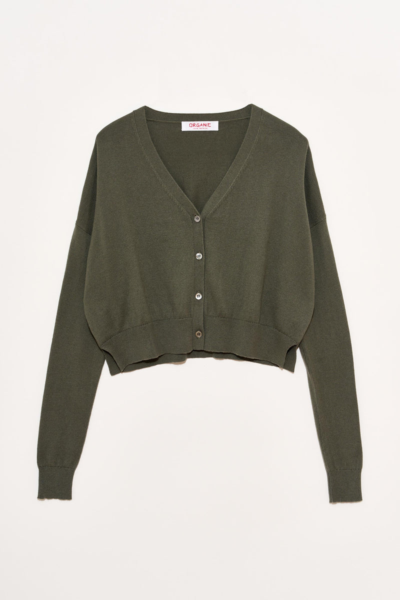 Cotton Cashmere Cropped Cardigan