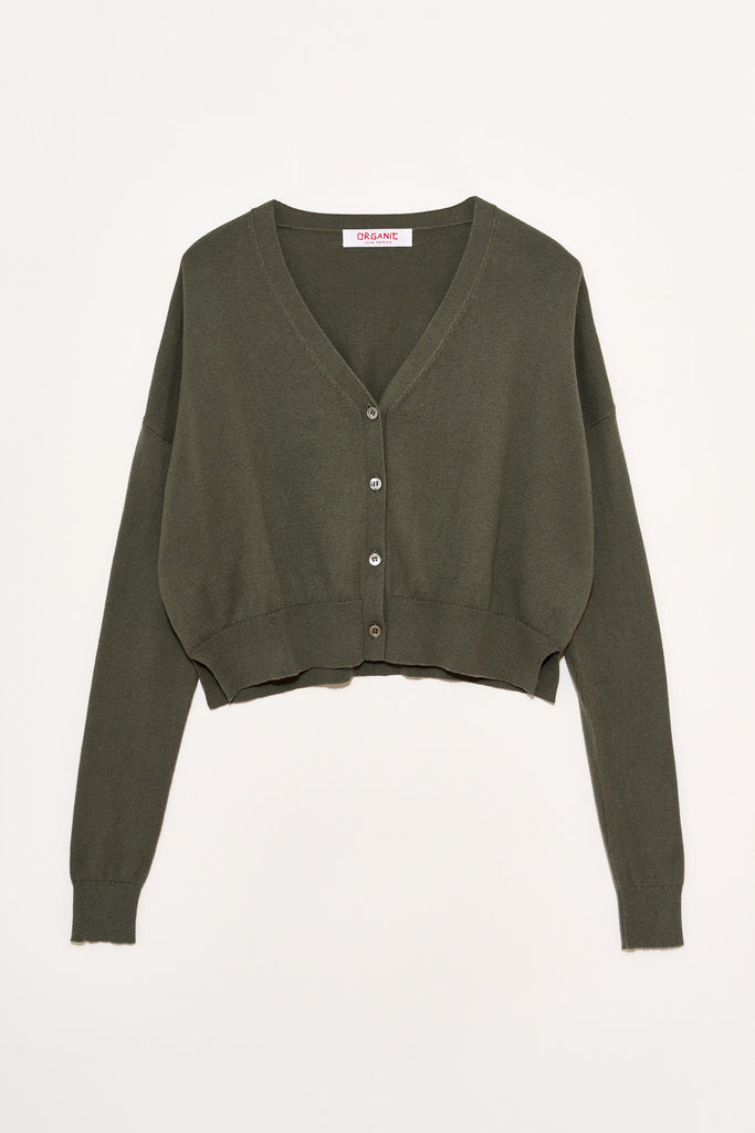 Cotton Cashmere Cropped Cardigan