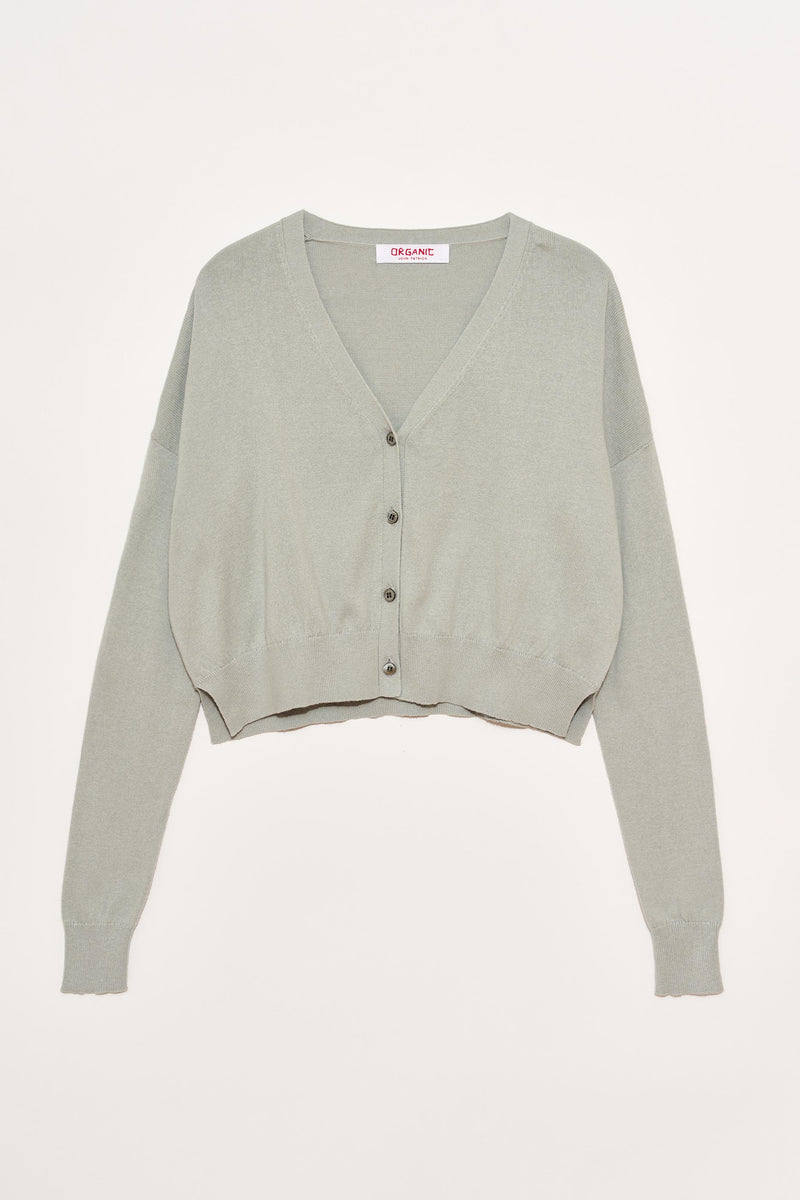 Cotton Cashmere Cropped Cardigan
