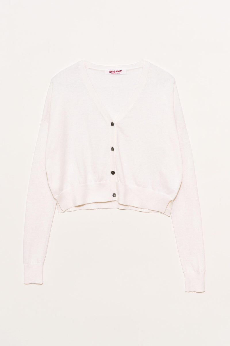 Cotton Cashmere Cropped Cardigan