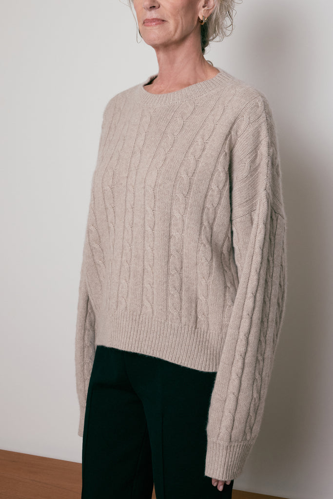 Lauren Cable Crewneck in Baby Cashmere