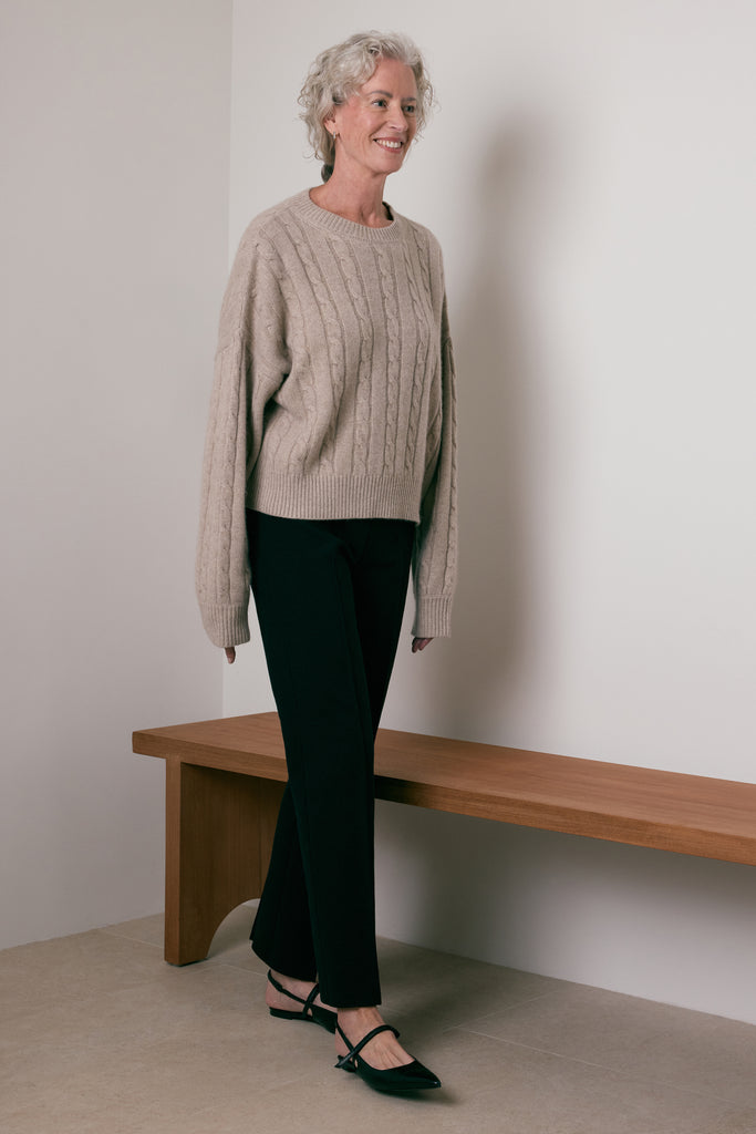 Lauren Cable Crewneck in Baby Cashmere