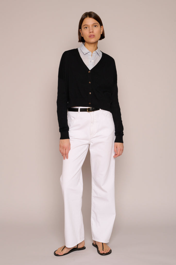 Cotton Cashmere Cropped Cardigan