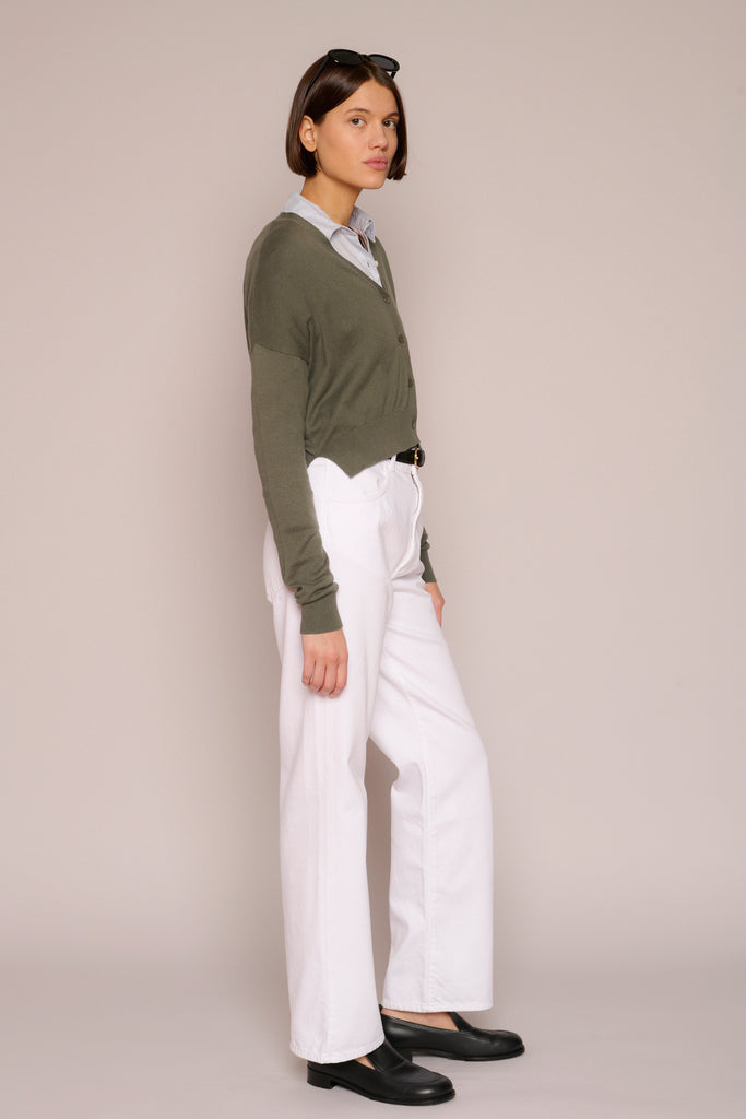 Cotton Cashmere Cropped Cardigan