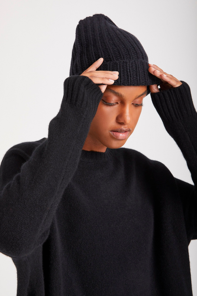 Cashmere Ribbed Beanie