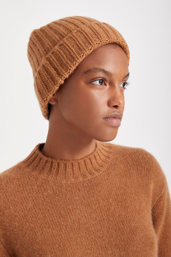 Cashmere Ribbed Beanie