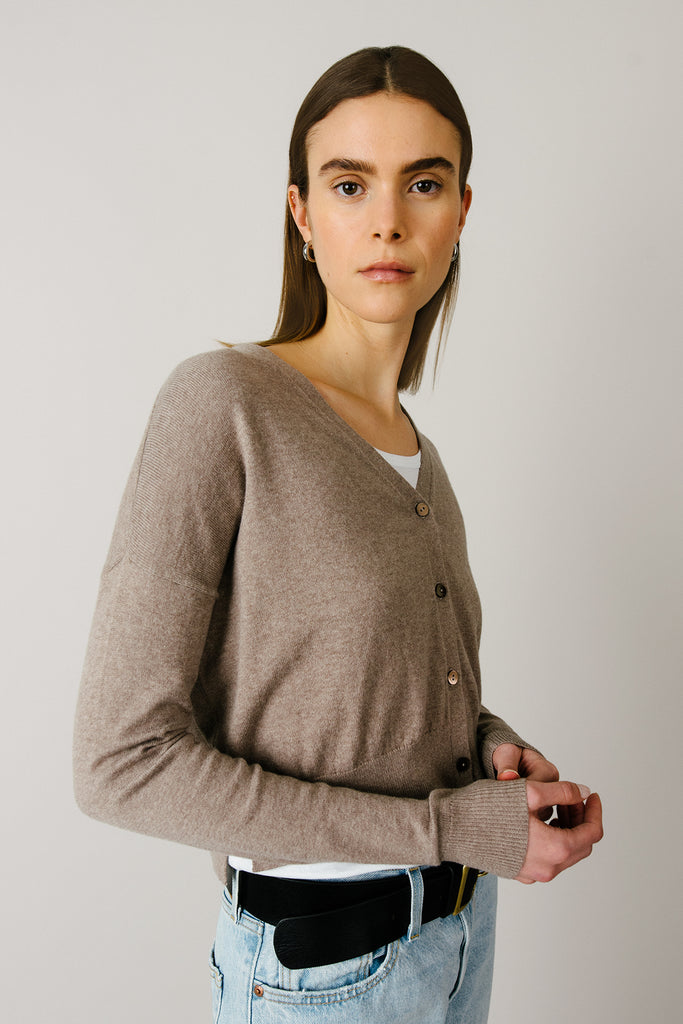 Cotton Cashmere Cropped Cardigan